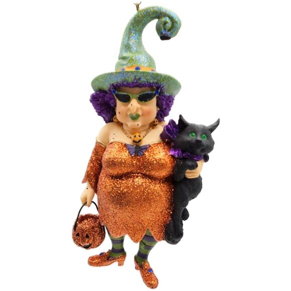 Which Witch Zelda Cat Orange Dress Halloween Tree December Diamonds Ornament - Picture 2 of 11